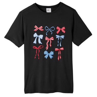 Red White Blue Coquette Bows 4th Of July Tall Fusion ChromaSoft Performance T-Shirt