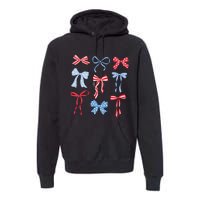 Red White Blue Coquette Bows 4th Of July Premium Hoodie