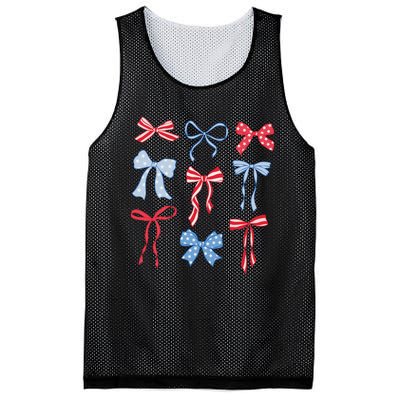 Red White Blue Coquette Bows 4th Of July Mesh Reversible Basketball Jersey Tank