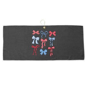 Red White Blue Coquette Bows 4th Of July Large Microfiber Waffle Golf Towel