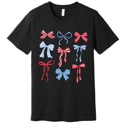 Red White Blue Coquette Bows 4th Of July Premium T-Shirt