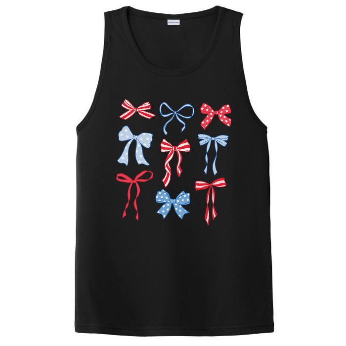 Red White Blue Coquette Bows 4th Of July PosiCharge Competitor Tank