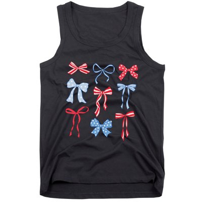 Red White Blue Coquette Bows 4th Of July Tank Top