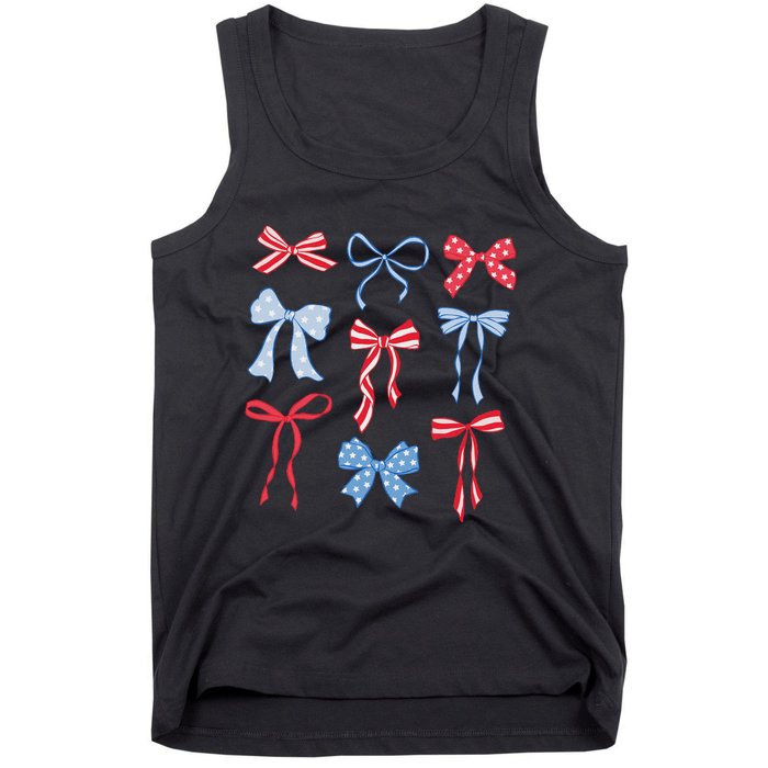 Red White Blue Coquette Bows 4th Of July Tank Top