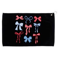 Red White Blue Coquette Bows 4th Of July Grommeted Golf Towel