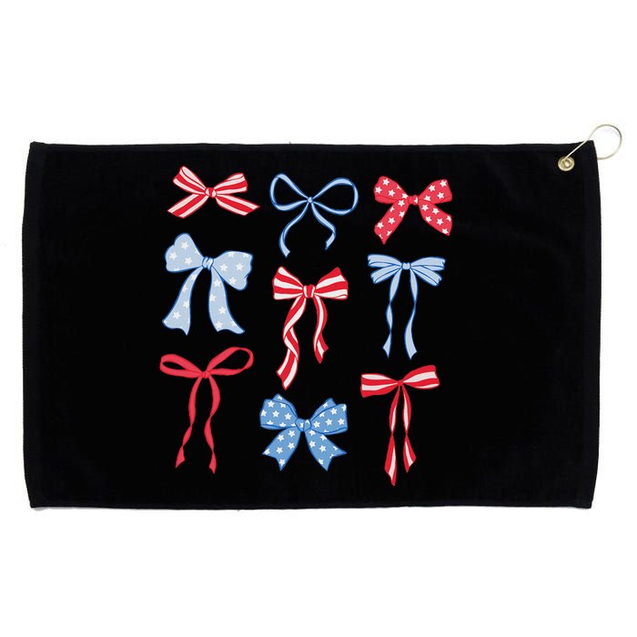 Red White Blue Coquette Bows 4th Of July Grommeted Golf Towel