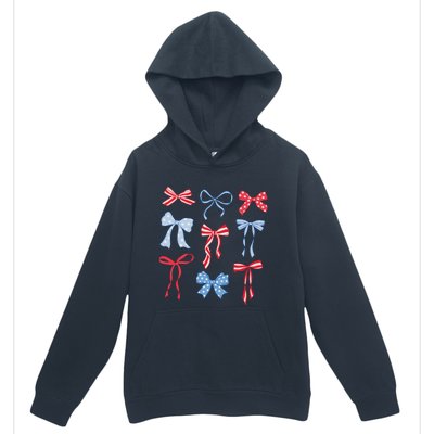 Red White Blue Coquette Bows 4th Of July Urban Pullover Hoodie