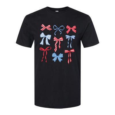 Red White Blue Coquette Bows 4th Of July Softstyle CVC T-Shirt