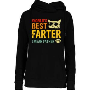 Retro Worlds Best Farter I Mean Father Best Cat Dad Ever Womens Funnel Neck Pullover Hood