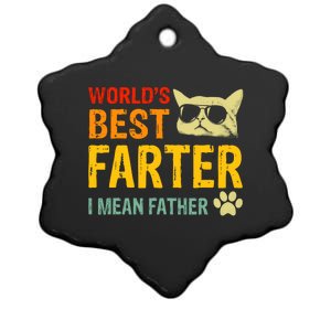 Retro Worlds Best Farter I Mean Father Best Cat Dad Ever Ceramic Star Ornament