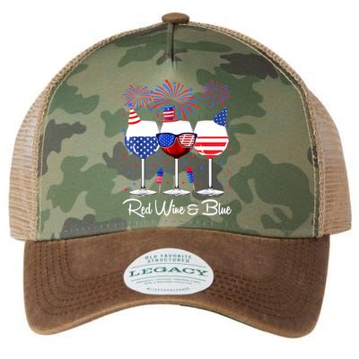 Red Wine & Blue 4th Of July Wine Red White Blue Wine Glasses Legacy Tie Dye Trucker Hat