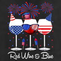 Red Wine & Blue 4th Of July Wine Red White Blue Wine Glasses 7 Panel Mesh Trucker Snapback Hat