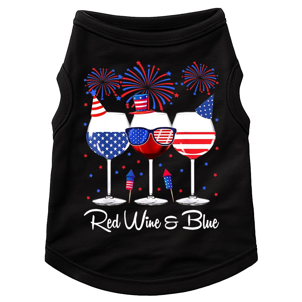 Red Wine & Blue 4th Of July Wine Red White Blue Wine Glasses Doggie Tank