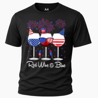 Red Wine & Blue 4th Of July Wine Red White Blue Wine Glasses Cooling Performance Crew T-Shirt
