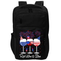 Red Wine & Blue 4th Of July Wine Red White Blue Wine Glasses Impact Tech Backpack