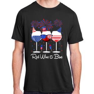 Red Wine & Blue 4th Of July Wine Red White Blue Wine Glasses Adult ChromaSoft Performance T-Shirt