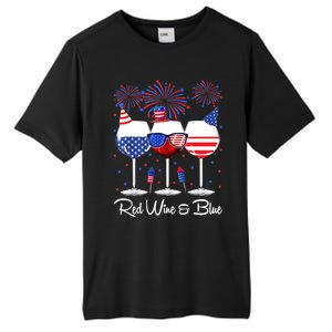 Red Wine & Blue 4th Of July Wine Red White Blue Wine Glasses Tall Fusion ChromaSoft Performance T-Shirt