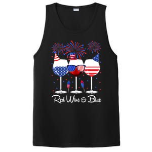 Red Wine & Blue 4th Of July Wine Red White Blue Wine Glasses PosiCharge Competitor Tank