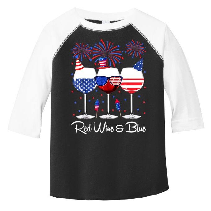 Red Wine & Blue 4th Of July Wine Red White Blue Wine Glasses Toddler Fine Jersey T-Shirt