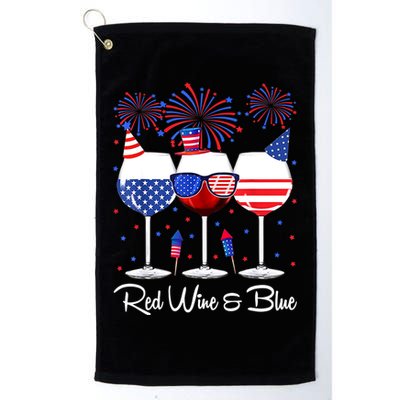 Red Wine & Blue 4th Of July Wine Red White Blue Wine Glasses Golf Towel