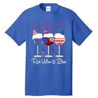 Red Wine & Blue 4th Of July Wine Red White Blue Wine Glasses Tall T-Shirt