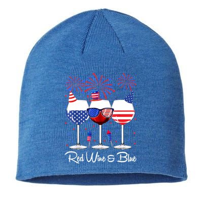 Red Wine & Blue 4th Of July Wine Red White Blue Wine Glasses Sustainable Beanie