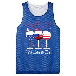 Red Wine & Blue 4th Of July Wine Red White Blue Wine Glasses Mesh Reversible Basketball Jersey Tank