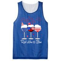 Red Wine & Blue 4th Of July Wine Red White Blue Wine Glasses Mesh Reversible Basketball Jersey Tank