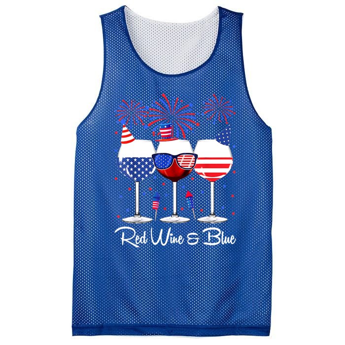 Red Wine & Blue 4th Of July Wine Red White Blue Wine Glasses Mesh Reversible Basketball Jersey Tank