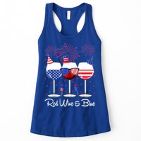 Red Wine & Blue 4th Of July Wine Red White Blue Wine Glasses Womens Tank Top