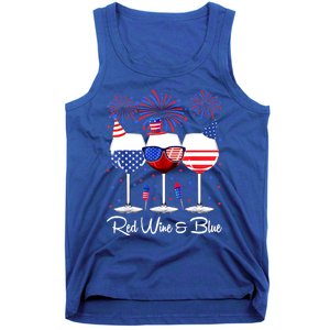 Red Wine & Blue 4th Of July Wine Red White Blue Wine Glasses Tank Top