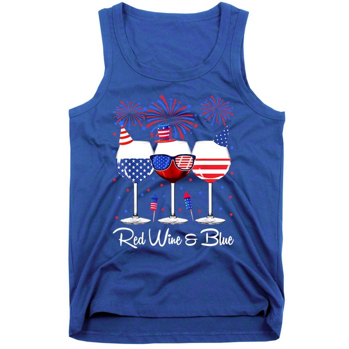 Red Wine & Blue 4th Of July Wine Red White Blue Wine Glasses Tank Top