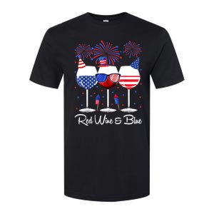 Red Wine & Blue 4th Of July Wine Red White Blue Wine Glasses Softstyle CVC T-Shirt