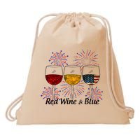 Red Wine & Blue 4th Of July Red White Blue Wine Glasses Drawstring Bag