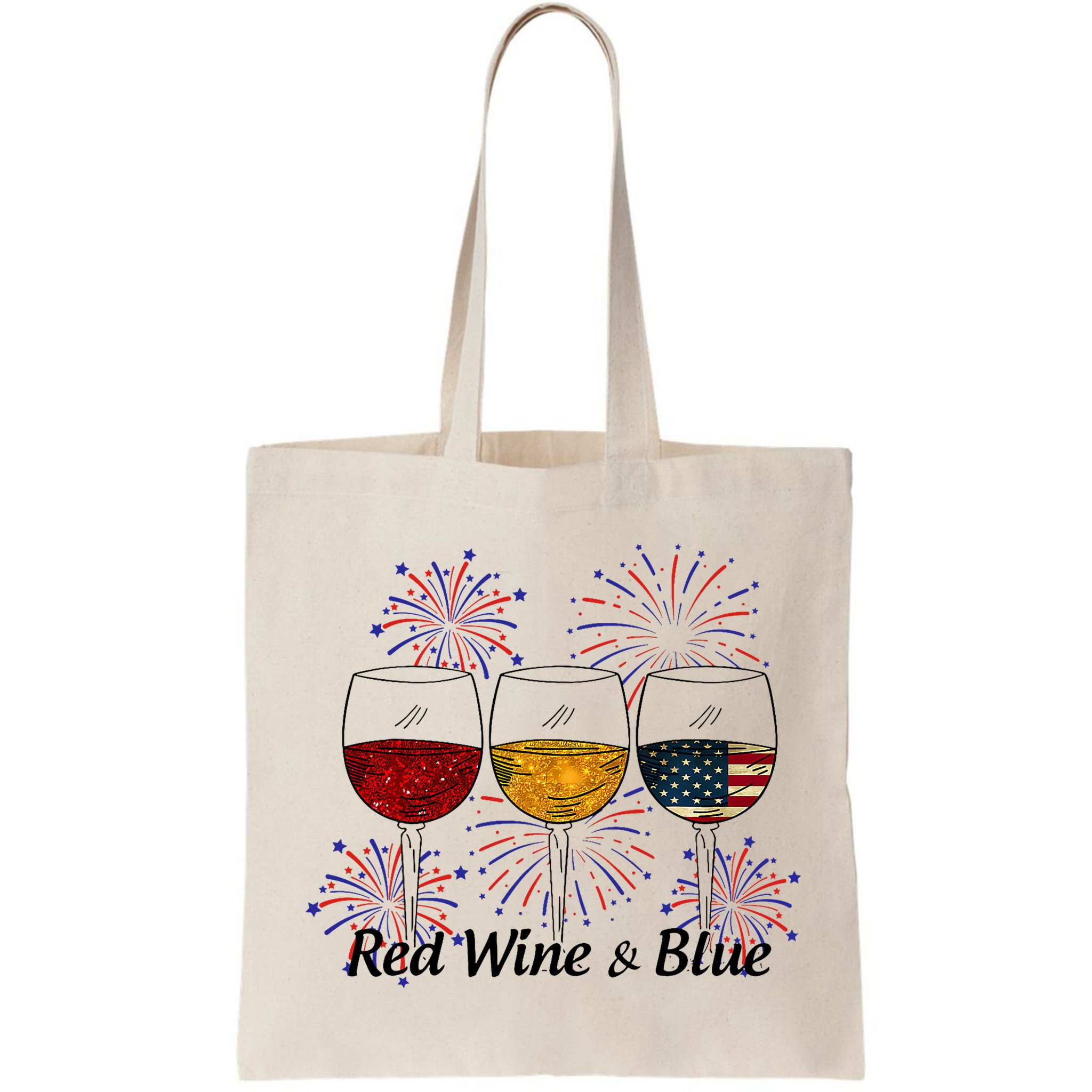 Red Wine & Blue 4th Of July Red White Blue Wine Glasses Bag