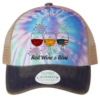 Red Wine & Blue 4th Of July Red White Blue Wine Glasses Legacy Tie Dye Trucker Hat