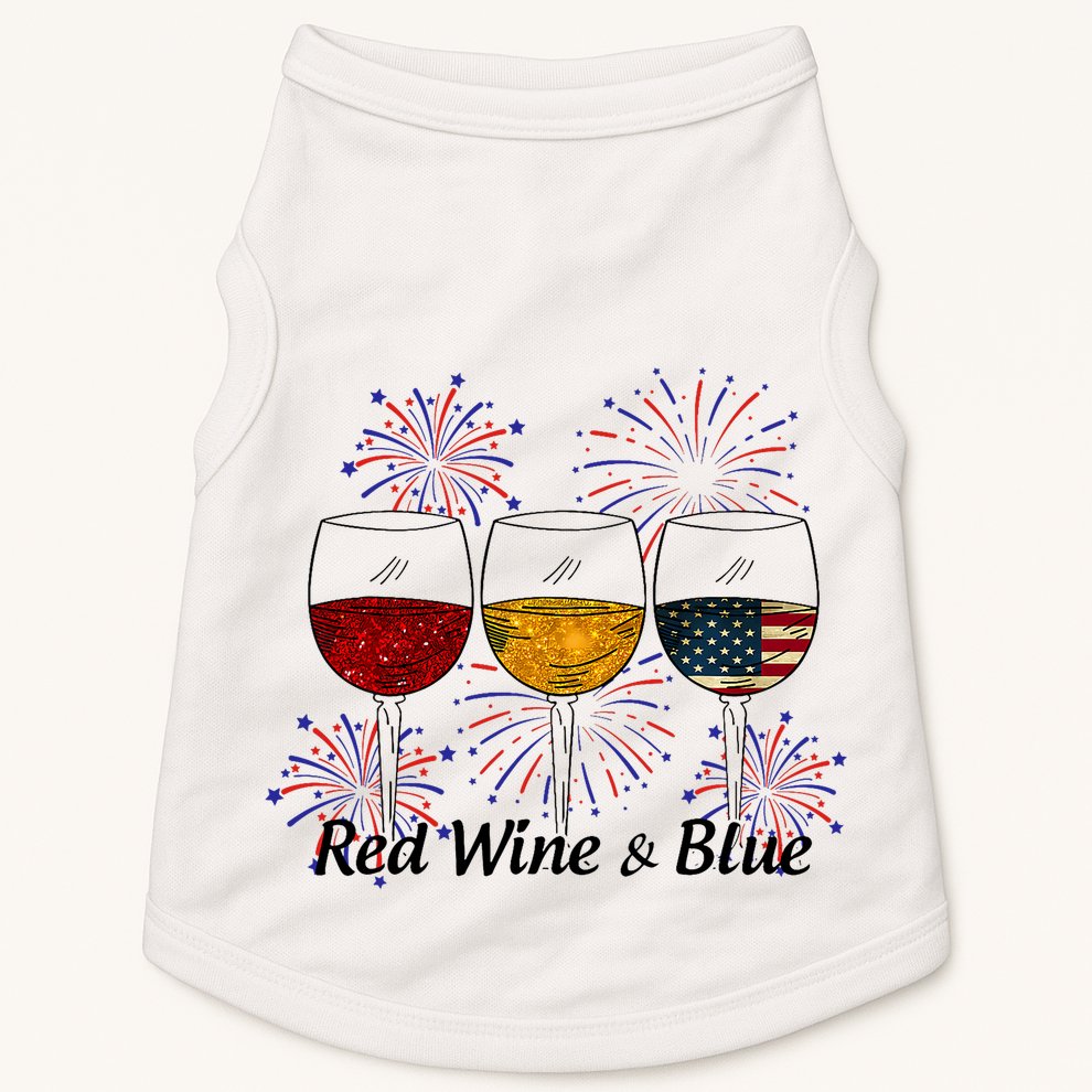 Red Wine & Blue 4th Of July Red White Blue Wine Glasses Doggie Tank