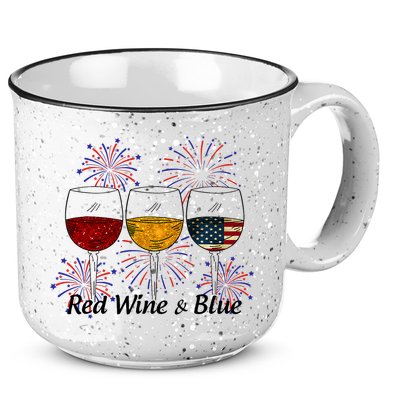 Red Wine & Blue 4th Of July Red White Blue Wine Glasses 15oz Campfire Ceramic Mug