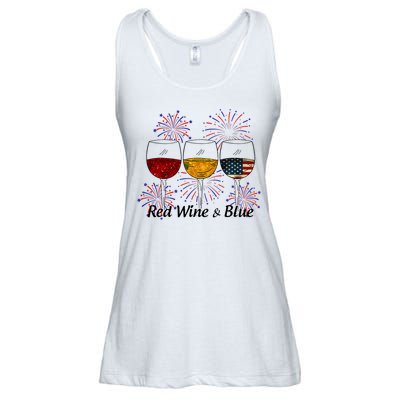 Red Wine & Blue 4th Of July Red White Blue Wine Glasses Ladies Essential Flowy Tank