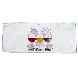 Red Wine & Blue 4th Of July Red White Blue Wine Glasses Large Microfiber Waffle Golf Towel