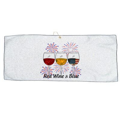 Red Wine & Blue 4th Of July Red White Blue Wine Glasses Large Microfiber Waffle Golf Towel