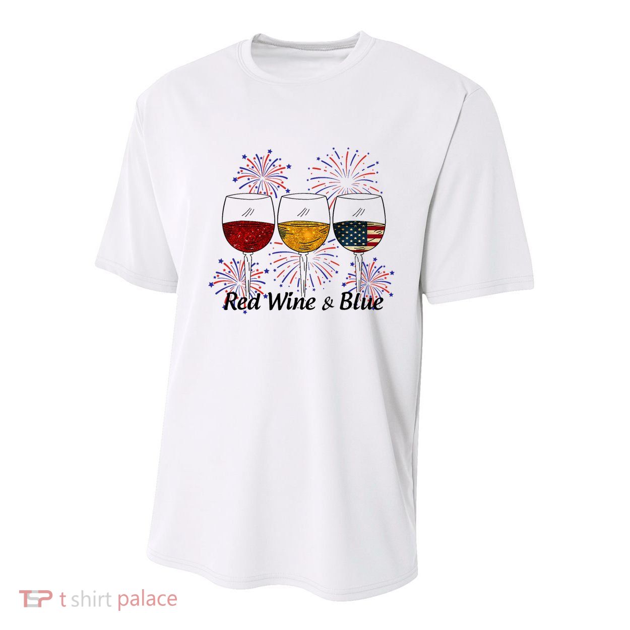 Red Wine & Blue 4th Of July Red White Blue Wine Glasses Youth Performance Sprint T-Shirt