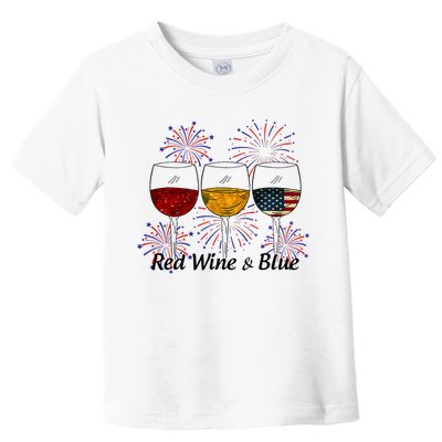 Red Wine & Blue 4th Of July Red White Blue Wine Glasses Toddler T-Shirt