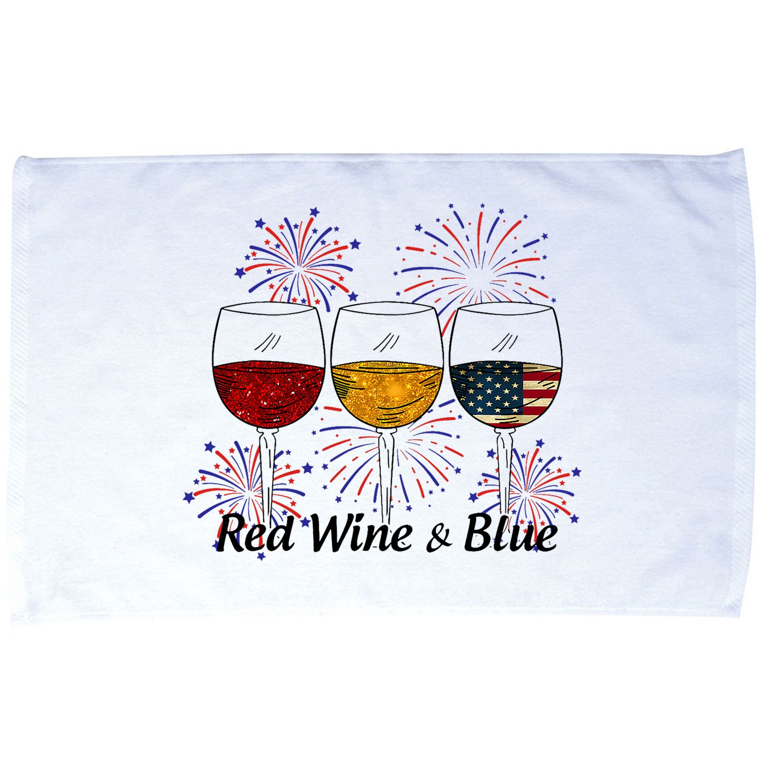 Red Wine & Blue 4th Of July Red White Blue Wine Glasses Microfiber Hand Towel