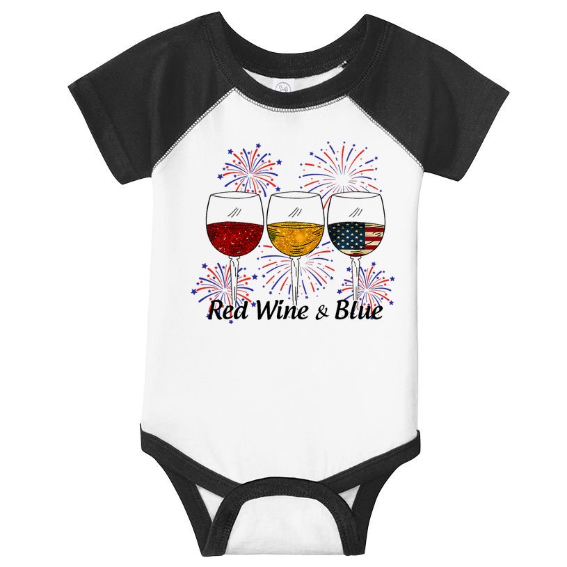 Red Wine & Blue 4th Of July Red White Blue Wine Glasses Infant Baby Jersey Bodysuit