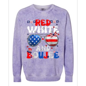 Red White & Boujee Summer Funny Drinking 4th Of July US Flag Colorblast Crewneck Sweatshirt