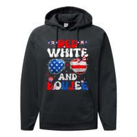 Red White & Boujee Summer Funny Drinking 4th Of July US Flag Performance Fleece Hoodie