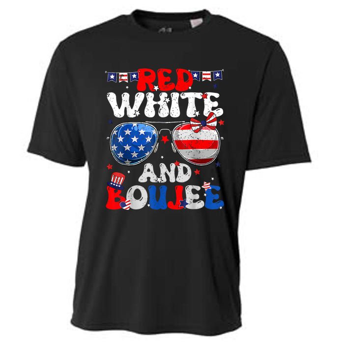 Red White & Boujee Summer Funny Drinking 4th Of July US Flag Cooling Performance Crew T-Shirt