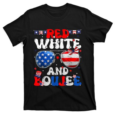 Red White & Boujee Summer Funny Drinking 4th Of July US Flag T-Shirt