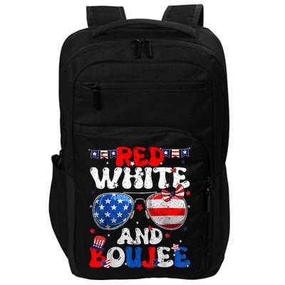 Red White & Boujee Summer Funny Drinking 4th Of July US Flag Impact Tech Backpack